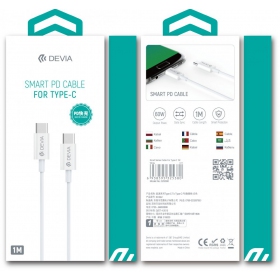 USB kabelis Devia Smart PD Type-C -Type-C 20V 3.0A 60W (baltas)